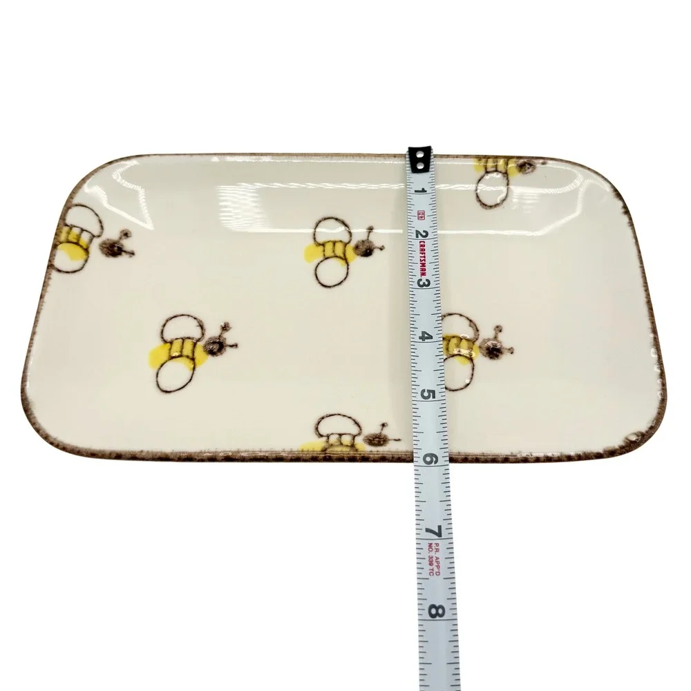 Made in Portugal Hand Painted Honey Bee Ceramic Tidbit Tray 9.75